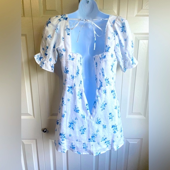 New Reformation Evianna Linen Floral Mini Dress - Picture 11 of 16